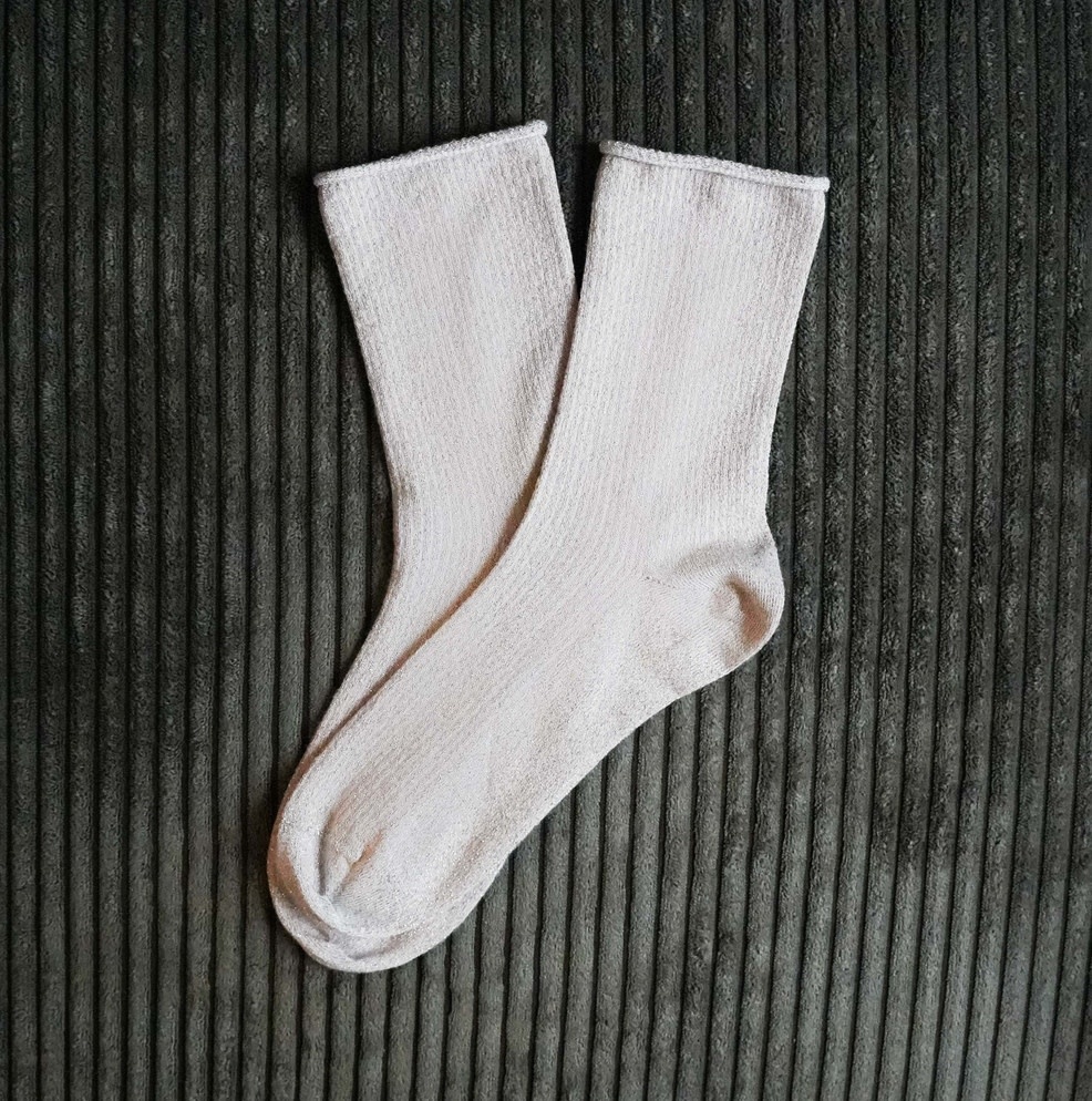 KLUE KLUE, Glitter Lurex Socks, beige, 36-40