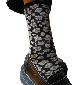 KLUE KLUE, Glitter Lurex Socks, leopard black, 36-40