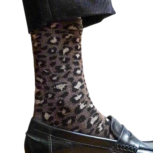 KLUE KLUE, Glitter Lurex Socks, leopard brown, 36-40