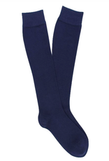 KLUE KLUE, Cotton Knee High Plain Socks, navy, 36-40