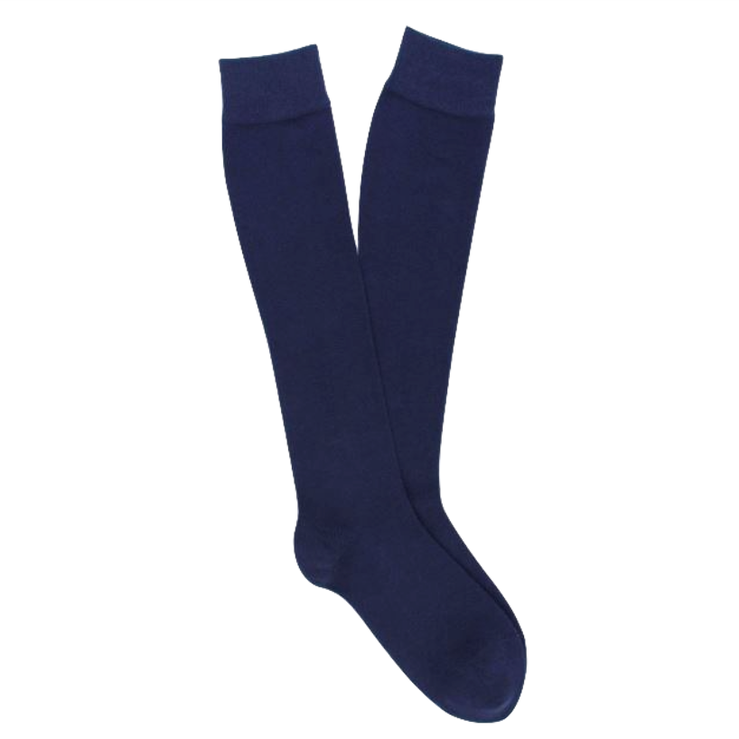 KLUE KLUE, Cotton Knee High Plain Socks, navy, 36-40