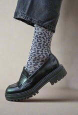 KLUE KLUE, Glitter Lurex Socks, leopard grey, 36-40