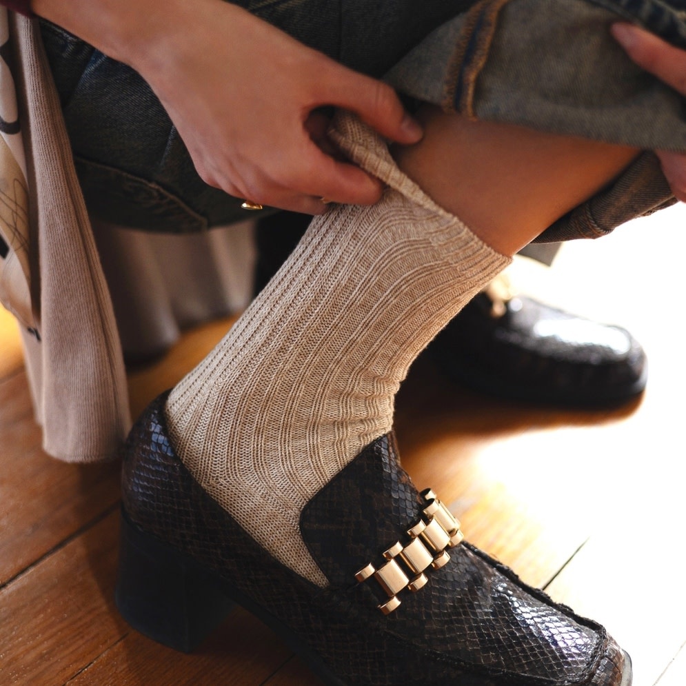 KLUE KLUE, Structured Cotton Socks, beige, 36-40