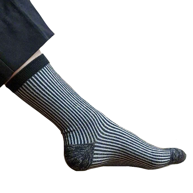 KLUE KLUE, Glitter Lurex Socks, stripes black, 36-40