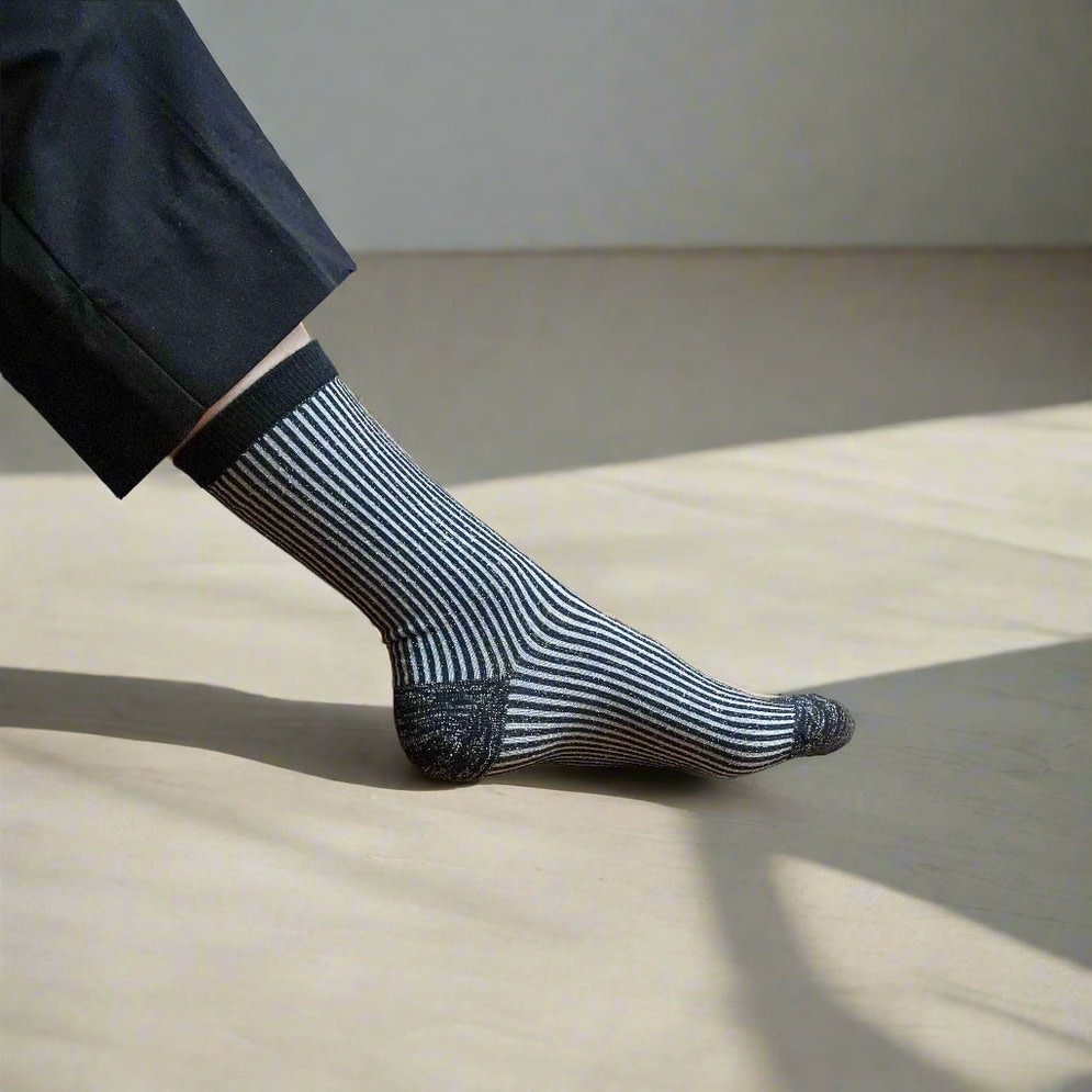 KLUE KLUE, Glitter Lurex Socks, stripes black, 36-40