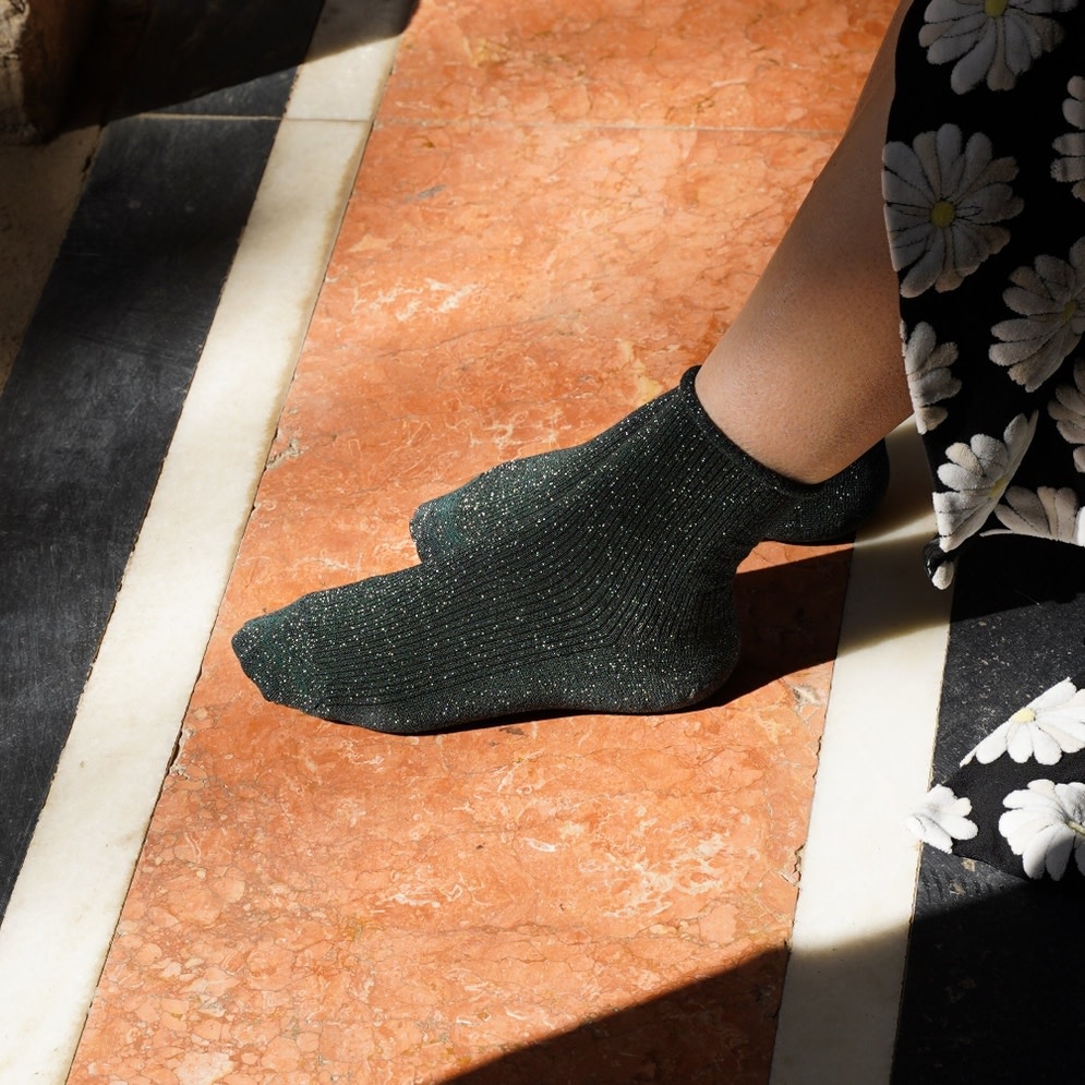 KLUE KLUE, Glitter Lurex Socks, grün, 36-40