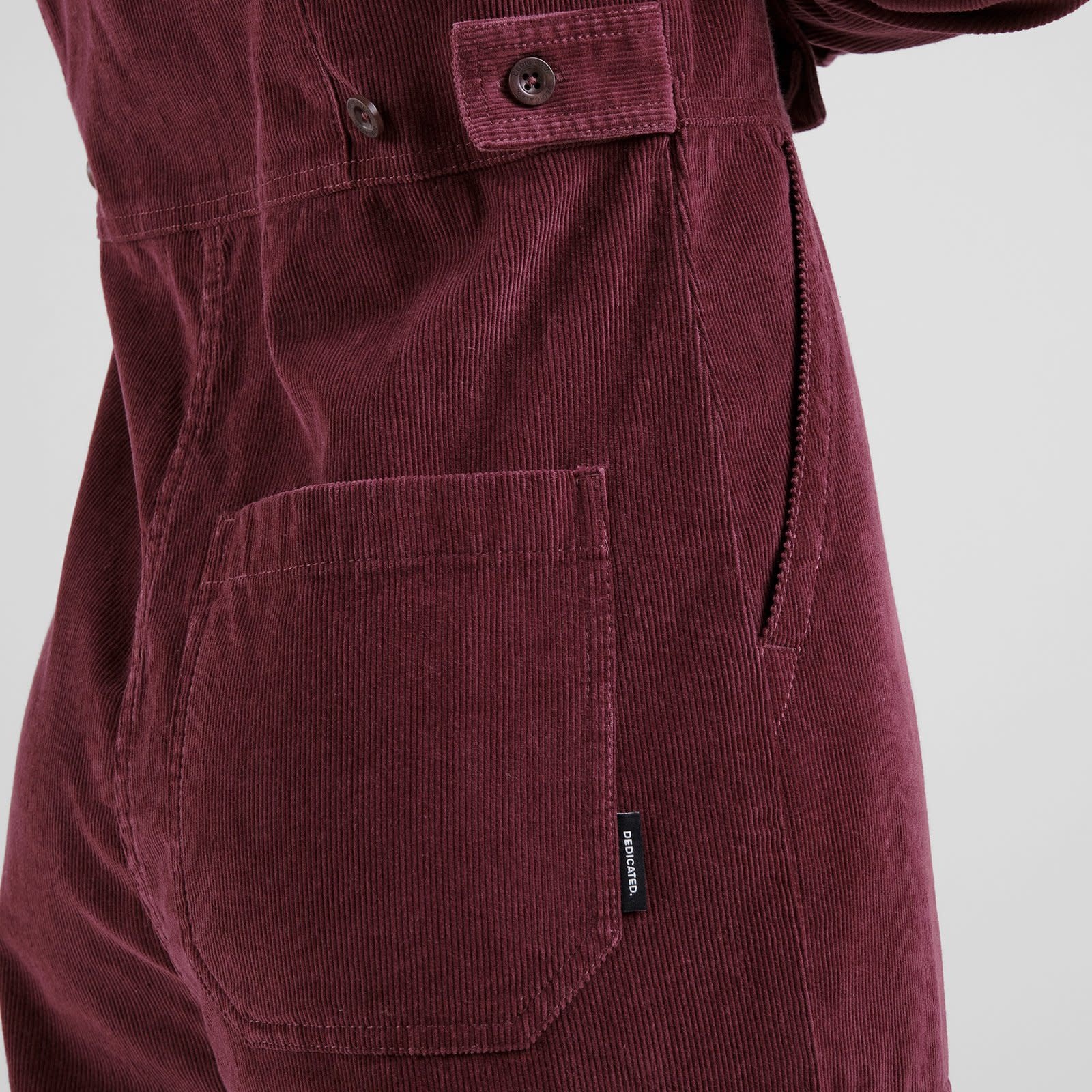 Dedicated Dedicated, Docksta Corduroy Overall, fig red, L
