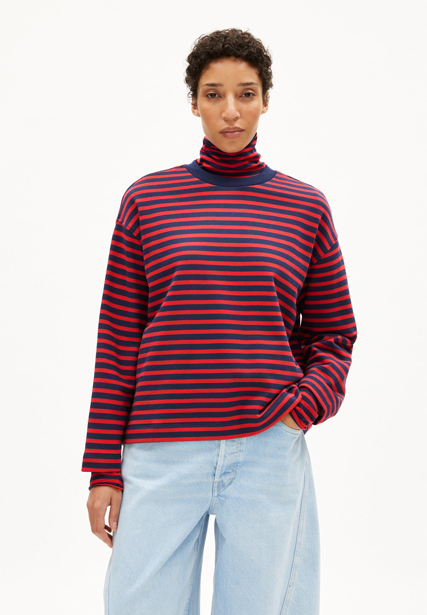 Armedangels Armedangels, Frankaa Maarlen Stripe, tinted navy-candy apple, S