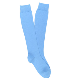 KLUE KLUE, Cotton Knee High Plain Socks, sky blue, 36-40