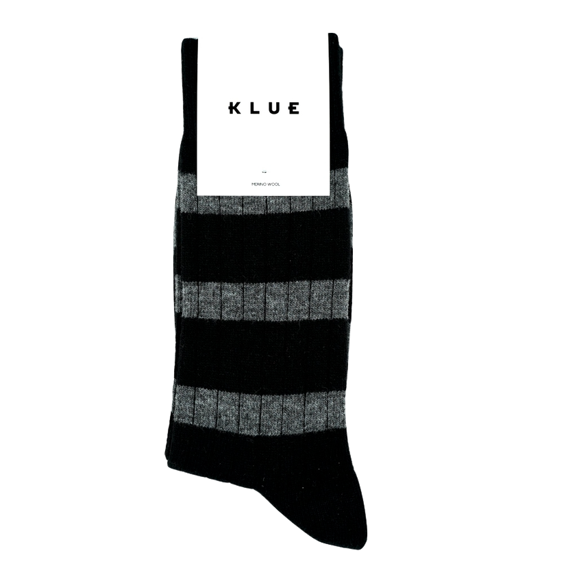 KLUE KLUE, Merino Wool Socks Striped, black/grey, 41-46