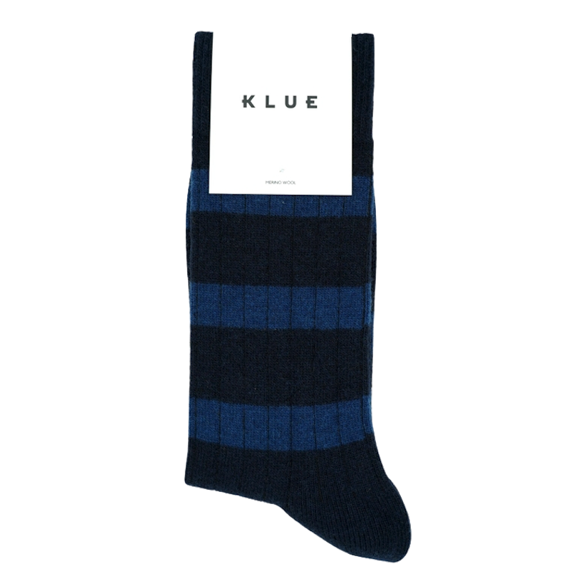 KLUE KLUE, Merino Wool Socks Striped, navy/blue, 41-46