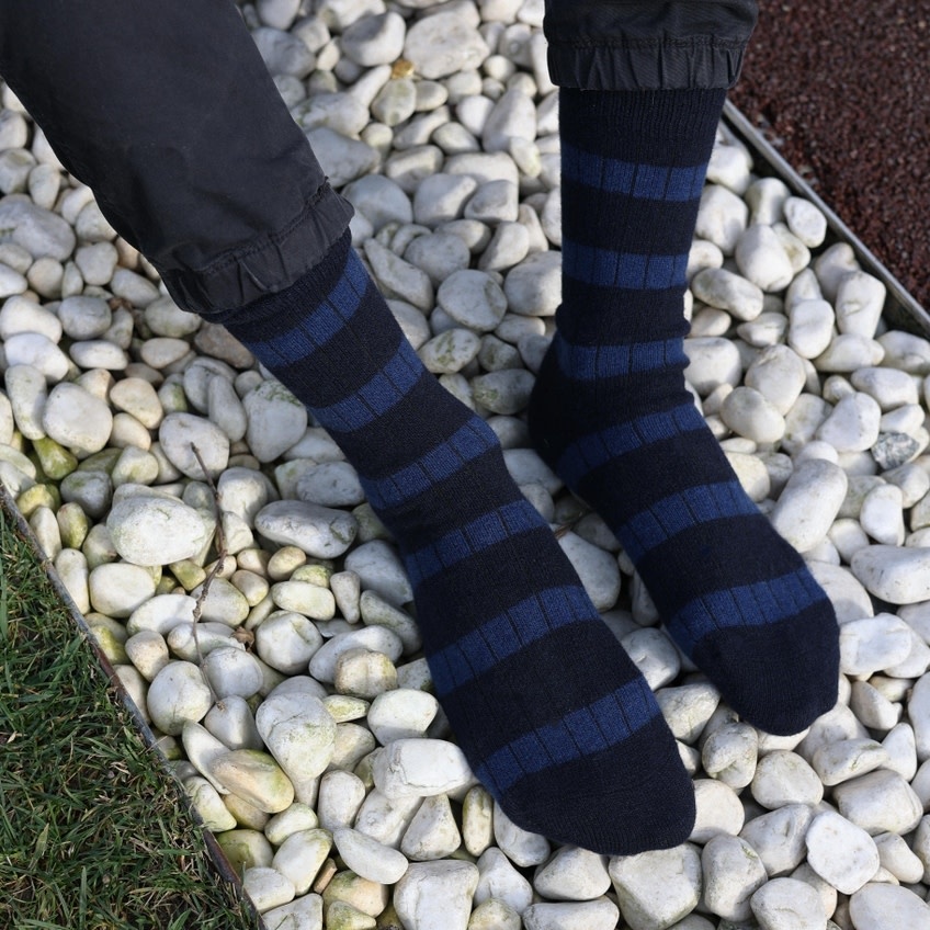 KLUE KLUE, Merino Wool Socks Striped, navy/blue, 41-46
