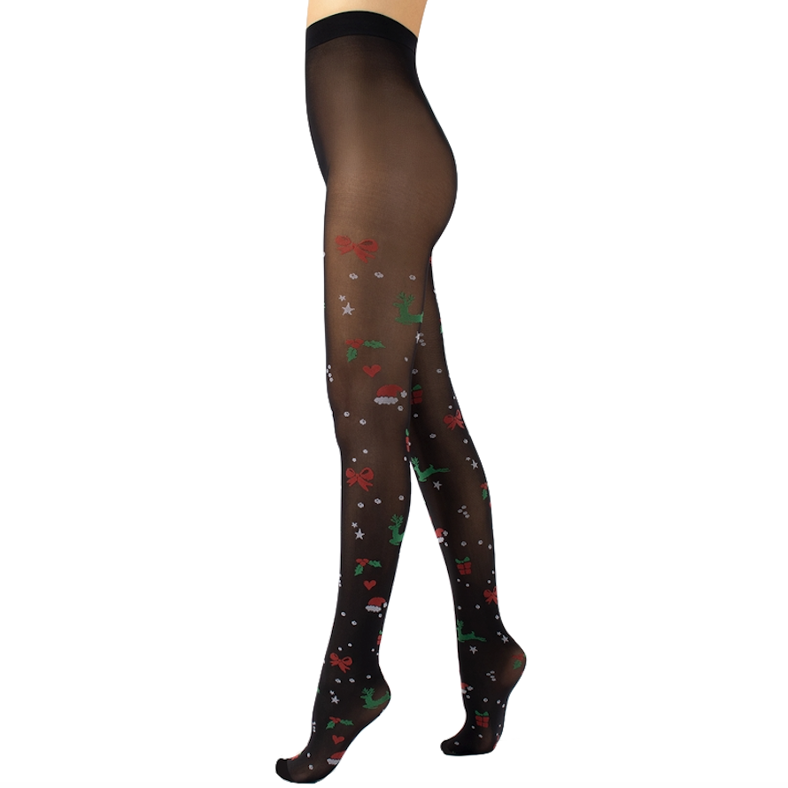 Cette Cette, Strumpfhose 40 DEN, weihnachten schwarz, L/XL