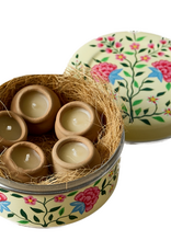 Dalit Goods Co Dalit Goods, Handbemalter Behälter mit 5 Dalit-Kerzen, weiss