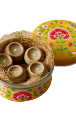 Dalit Goods Co Dalit Goods, Handbemalter Behälter mit 5 Dalit-Kerzen, gelb