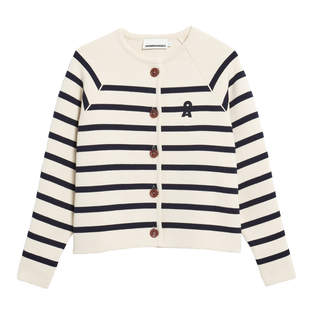 Armedangels Armedangels, Stripe Knit Cardigan, oatmilk-night sky, L
