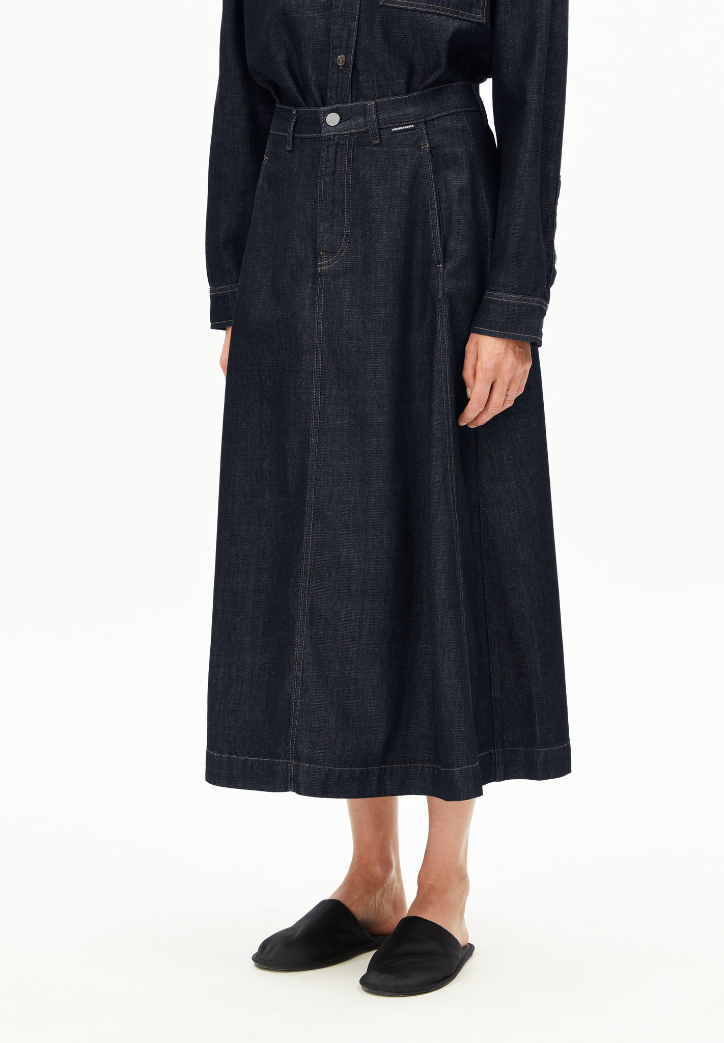 Armedangels Armedangels, Panelled Denim Midi Skirt, rinse, S