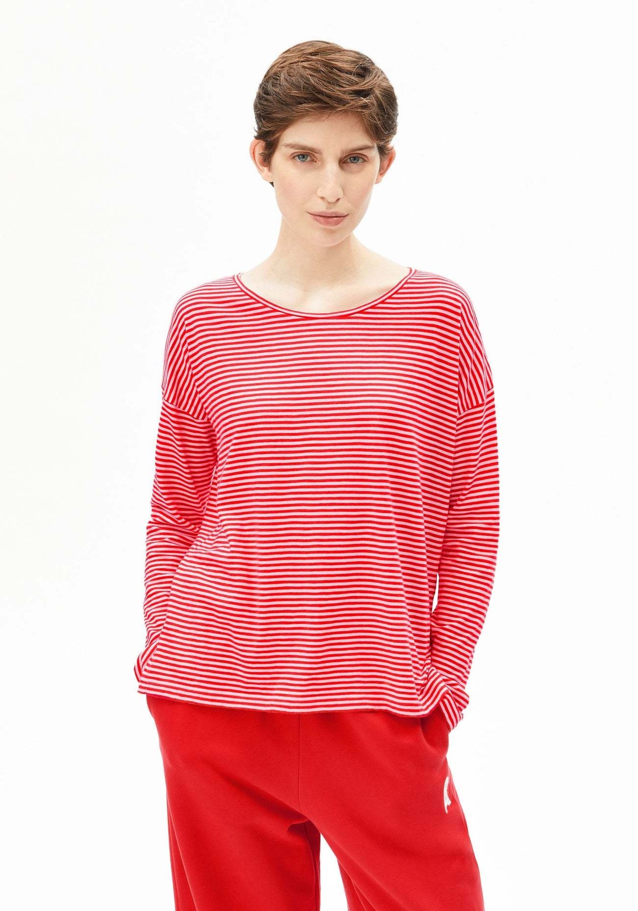 Armedangels Armedangels, Xianaa Stripes, pink mist-mars red, M