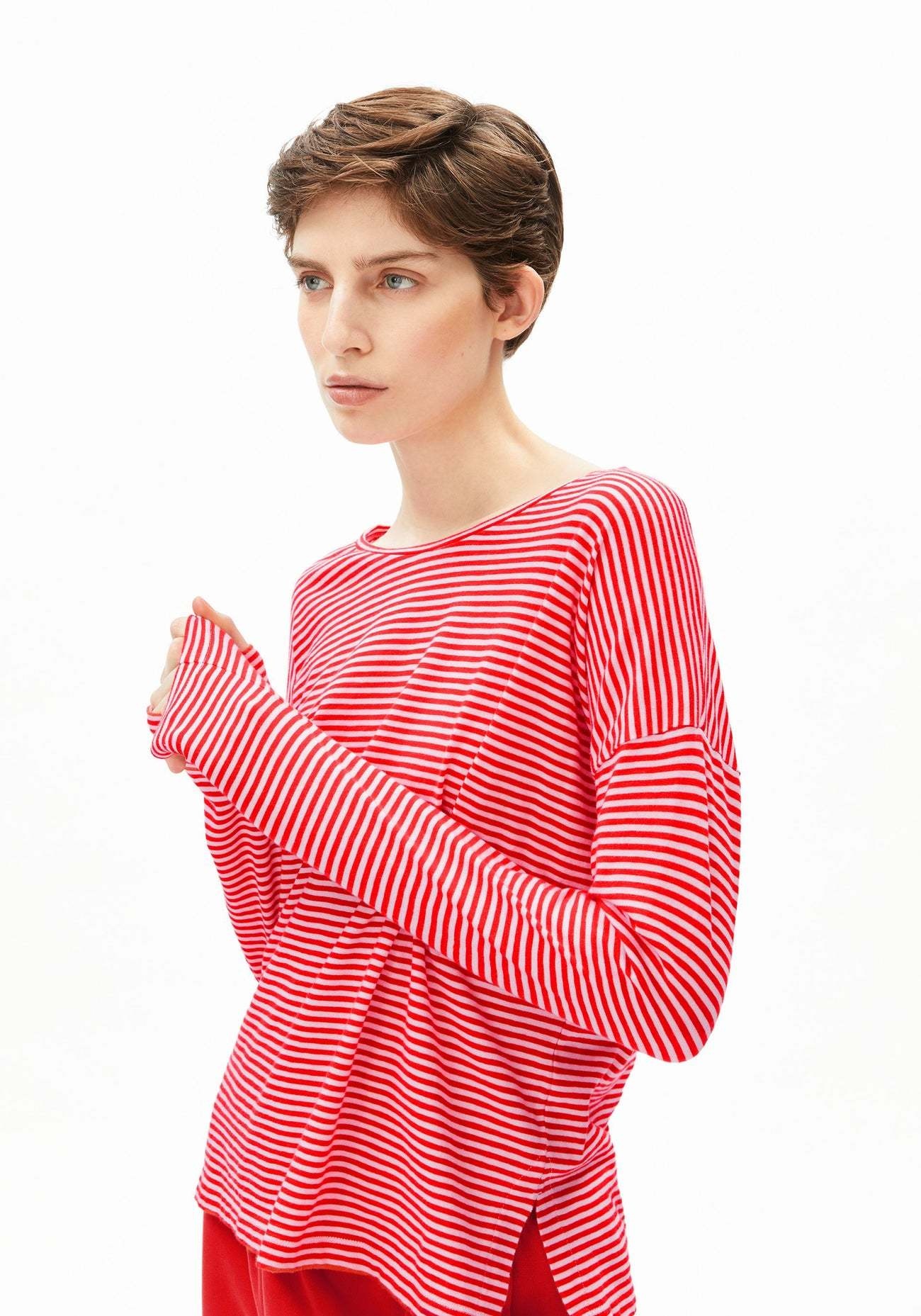 Armedangels Armedangels, Xianaa Stripes, pink mist-mars red, S