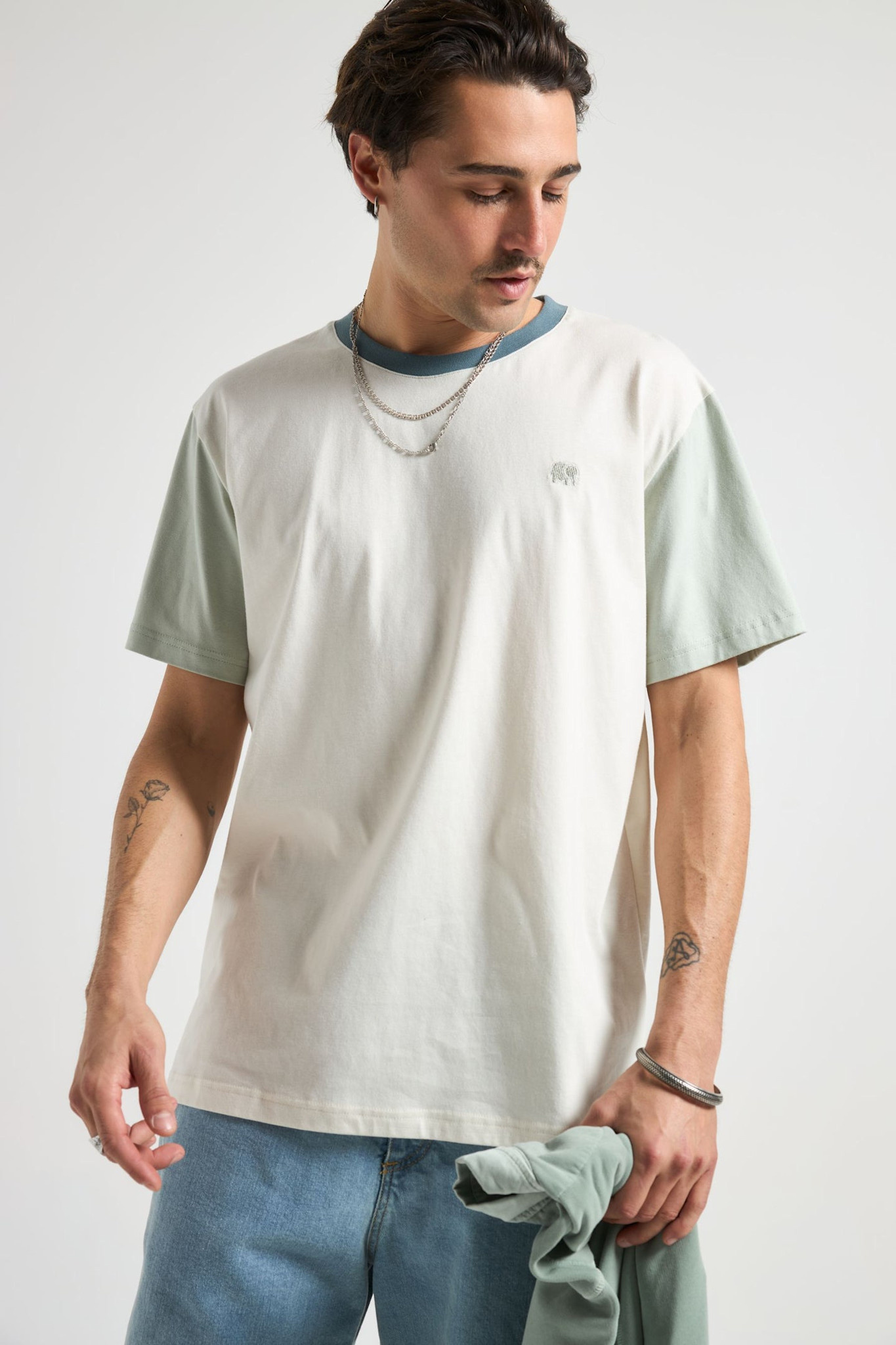 Trendsplant, Color Block Tee, sea glass, M