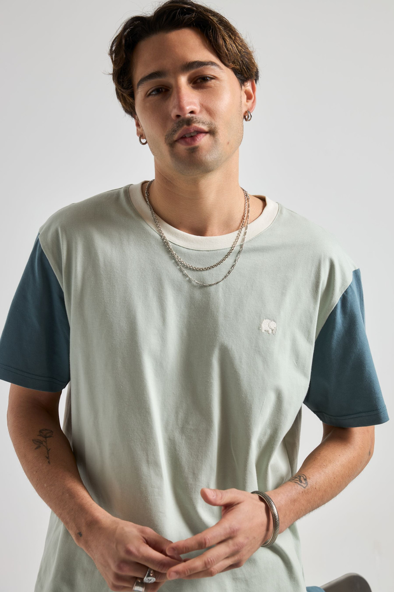 Trendsplant Trendsplant, Color Block Tee, coastal fog, XL