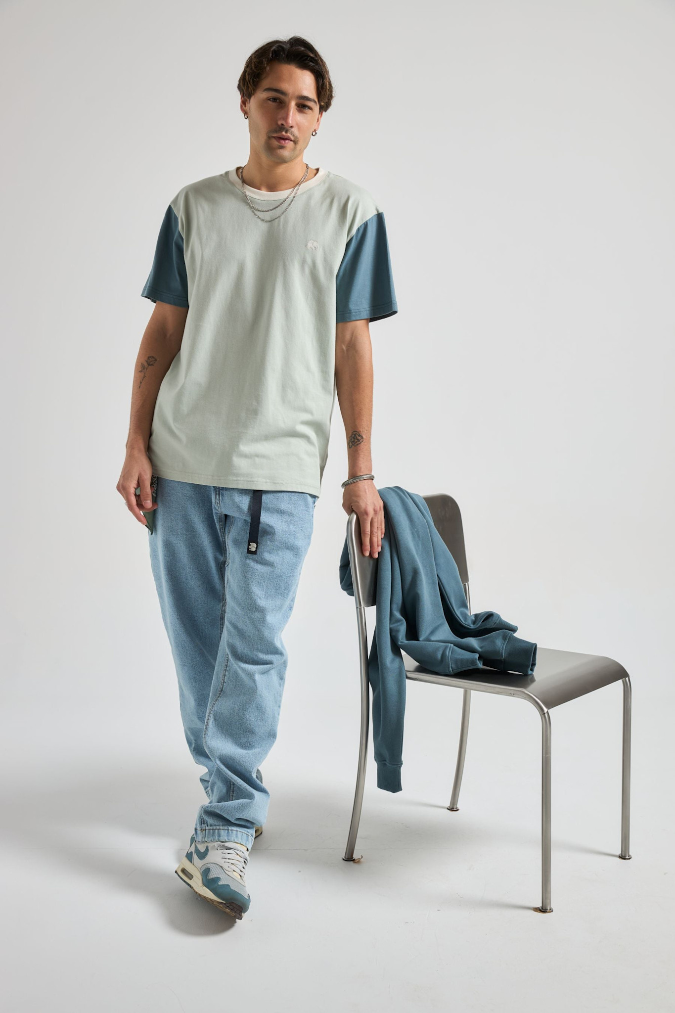 Trendsplant Trendsplant, Color Block Tee, coastal fog, S