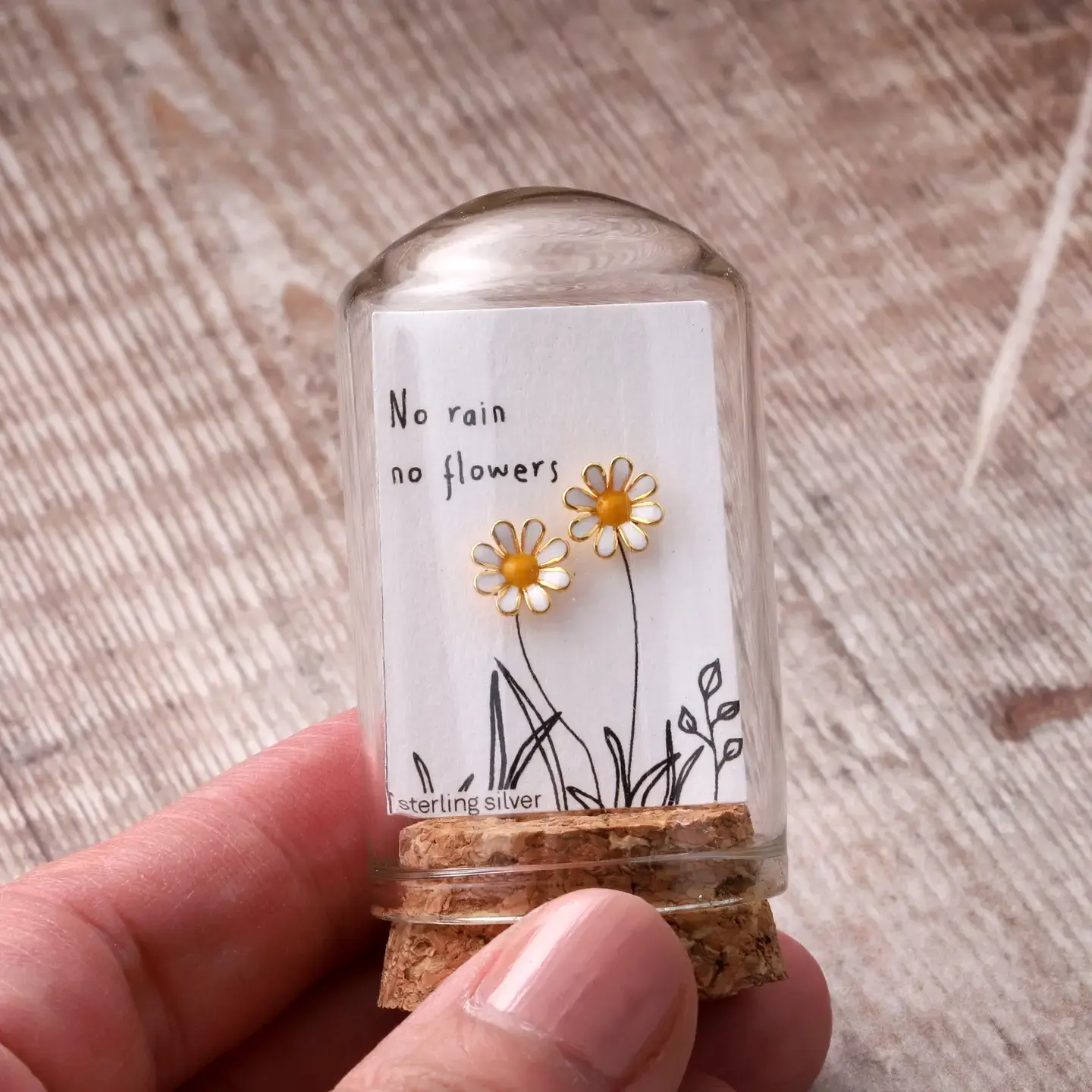 Attic Creations Attic Creations, No Rain No Flowers, enamel daisy gold