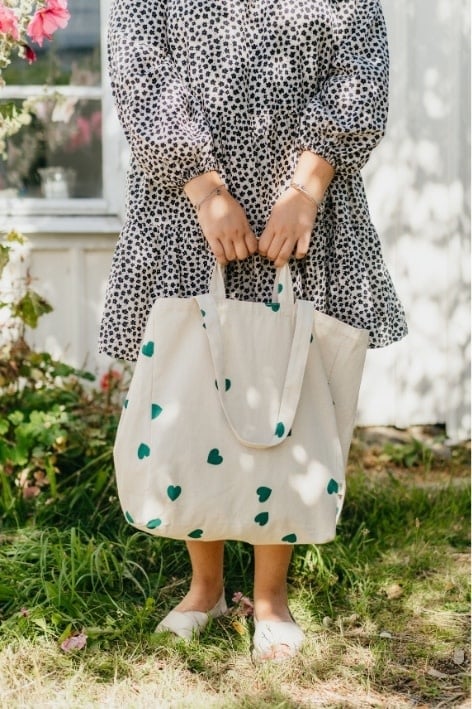 OMOM OMOM, Tote Bag, green hearts