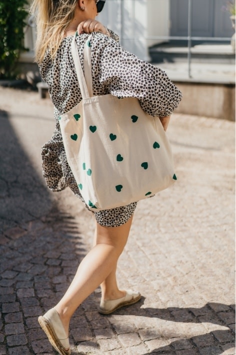 OMOM OMOM, Tote Bag, green hearts