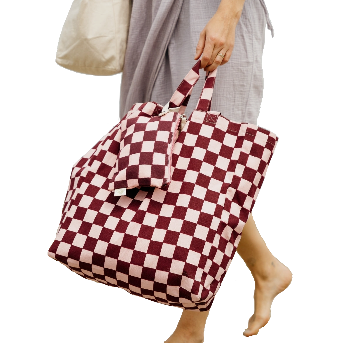 OMOM OMOM, Checked Tote Bag, purple/pink