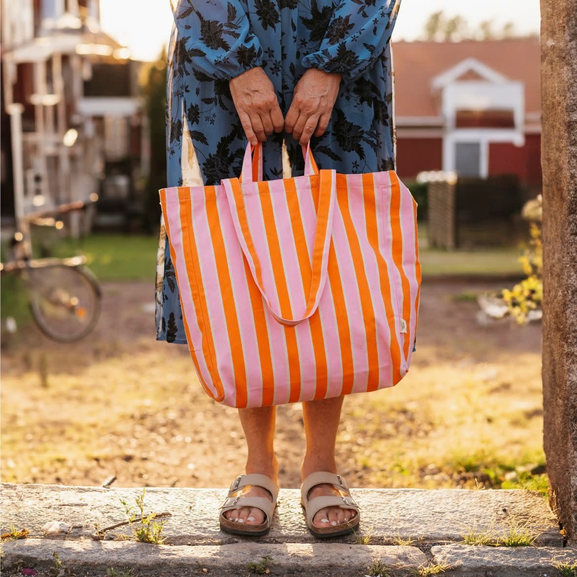 OMOM OMOM, Striped Tote Bag, orange/pink