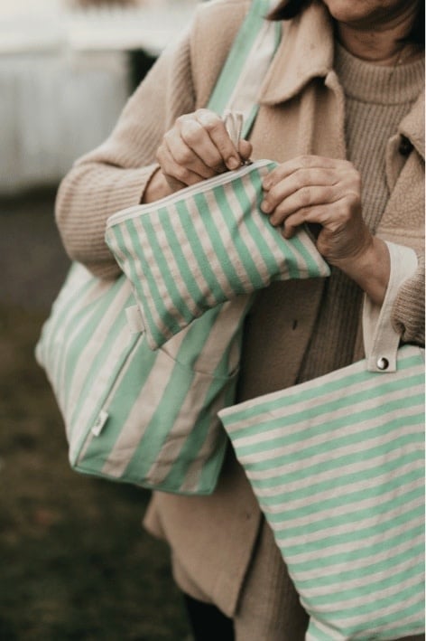 OMOM OMOM, Striped Tote Bag Low, mint