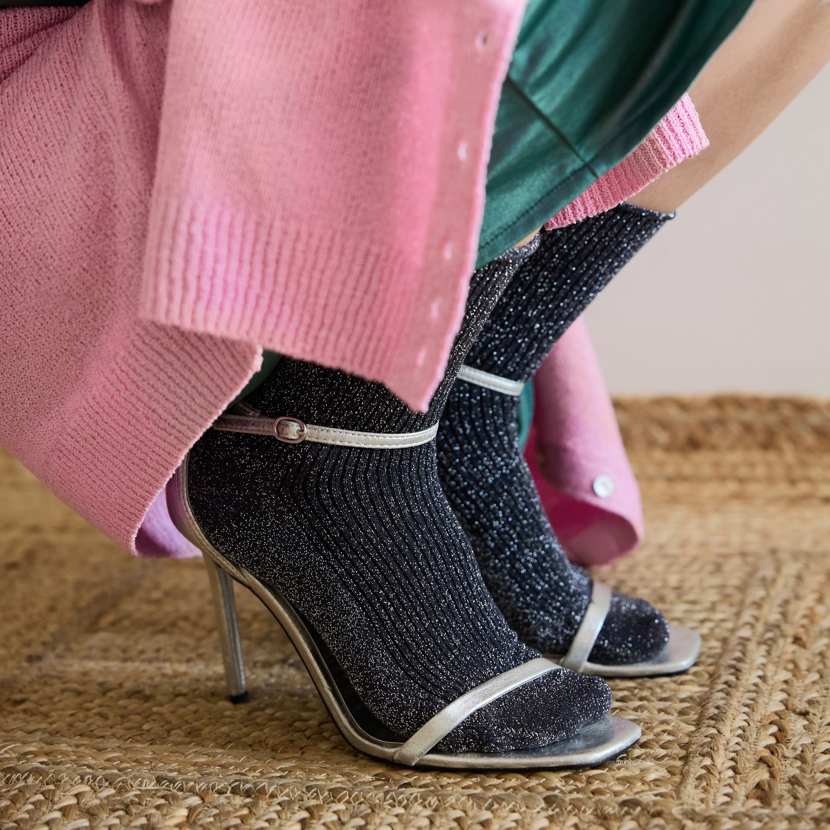 KLUE KLUE, Glitter Lurex Socks, grey, 36-40