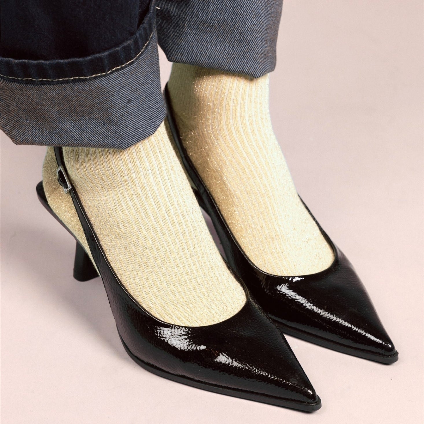 KLUE KLUE, Glitter Lurex Socks, lemon, 36-40