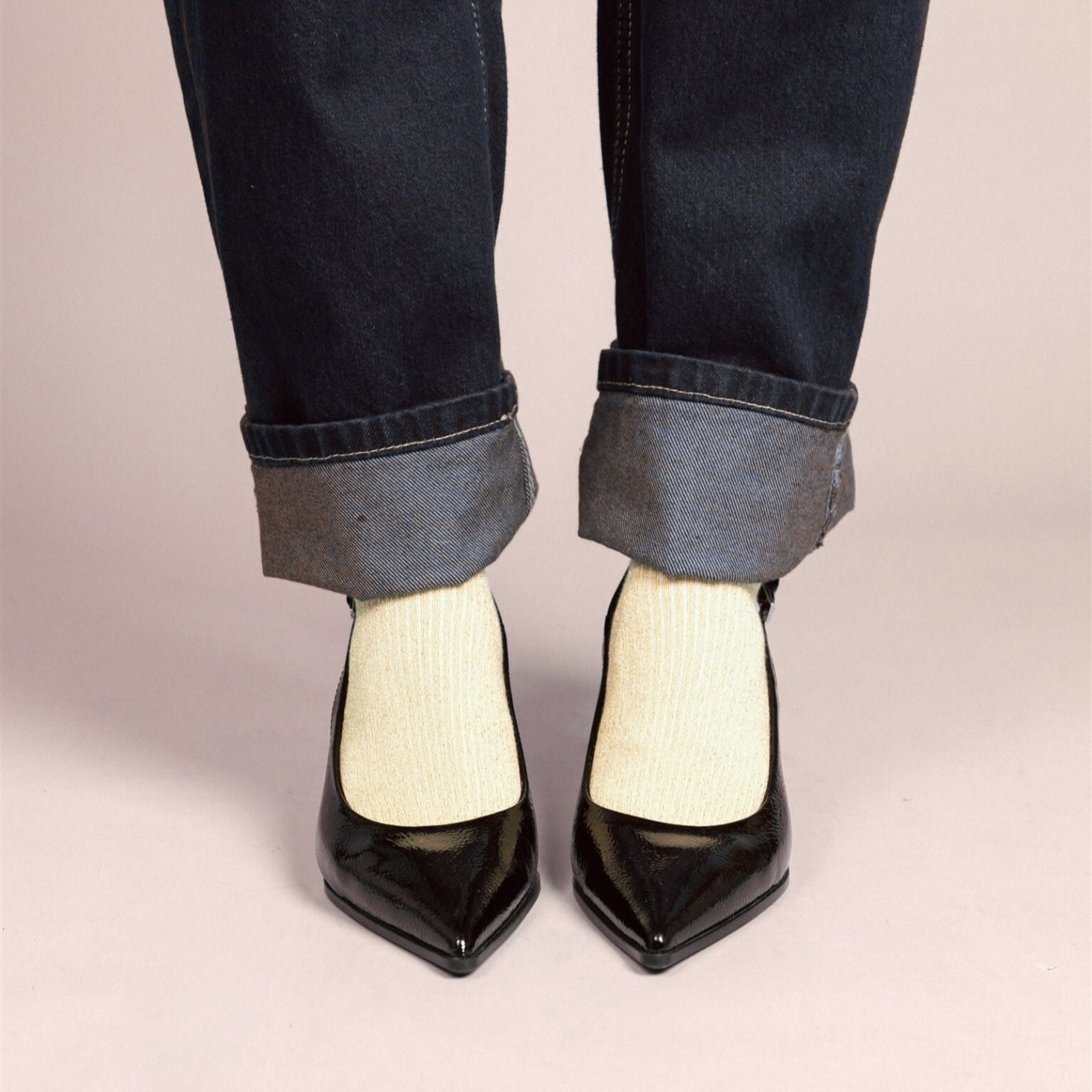 KLUE KLUE, Glitter Lurex Socks, lemon, 36-40