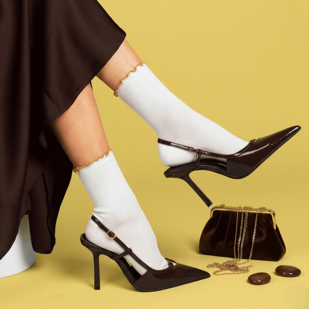 KLUE KLUE, Organic Socks w/ Ruffles, khaki, 36-40