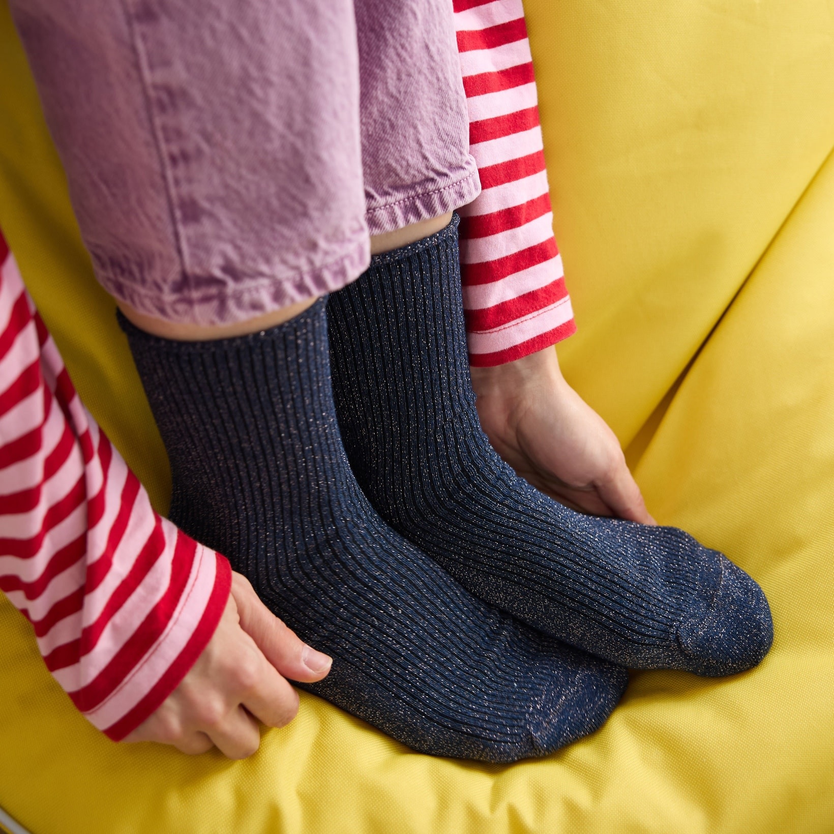 KLUE KLUE, Glitter Lurex Socks,  blue, 36-40