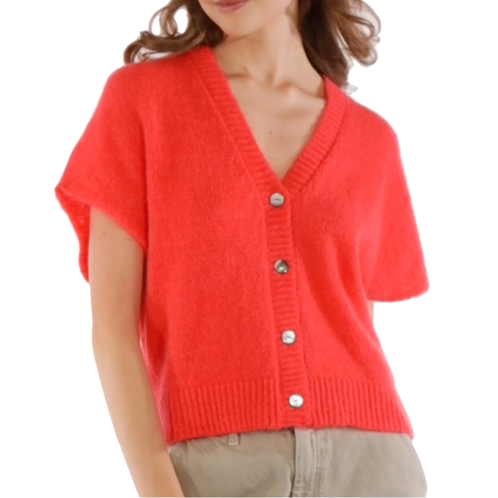Les Racines du Ciel Les Racines du Ciel, Gaby Sleeveless Cardigan, coral, XS