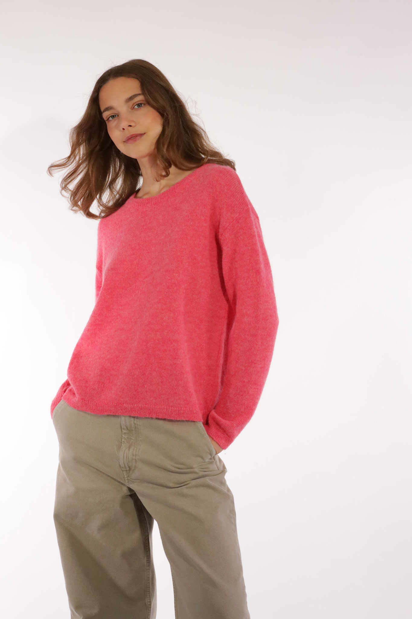 Les Racines du Ciel Les Racines du Ciel, Gina Round neck Sweater, pink chine, XS