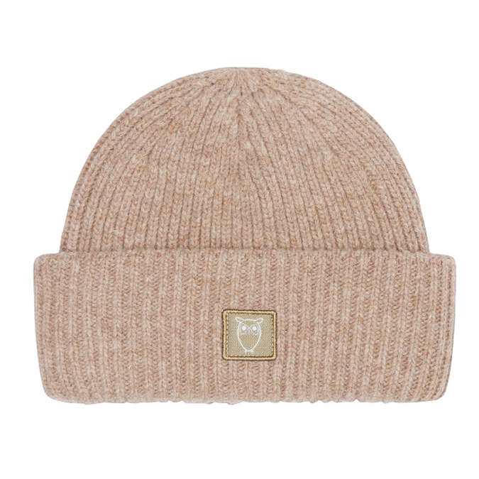 KnowledgeCotton Apparel KnowledgeCotton, Wool Rib low Beanie, kelp melange