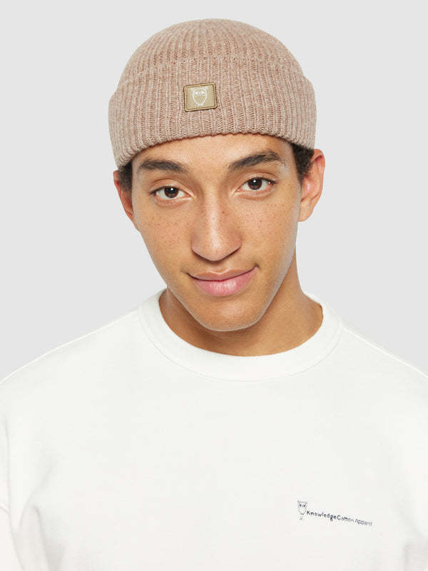 KnowledgeCotton Apparel KnowledgeCotton, Wool Rib low Beanie, kelp melange