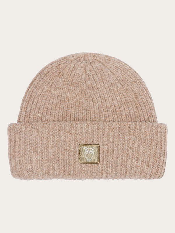 KnowledgeCotton Apparel KnowledgeCotton, Wool Rib low Beanie, kelp melange