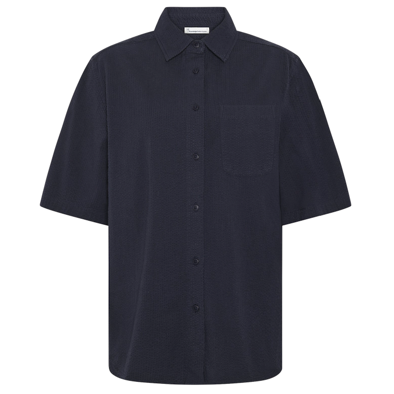 KnowledgeCotton Apparel KnowledgeCotton, Loose Seersucker SS, night sky, M