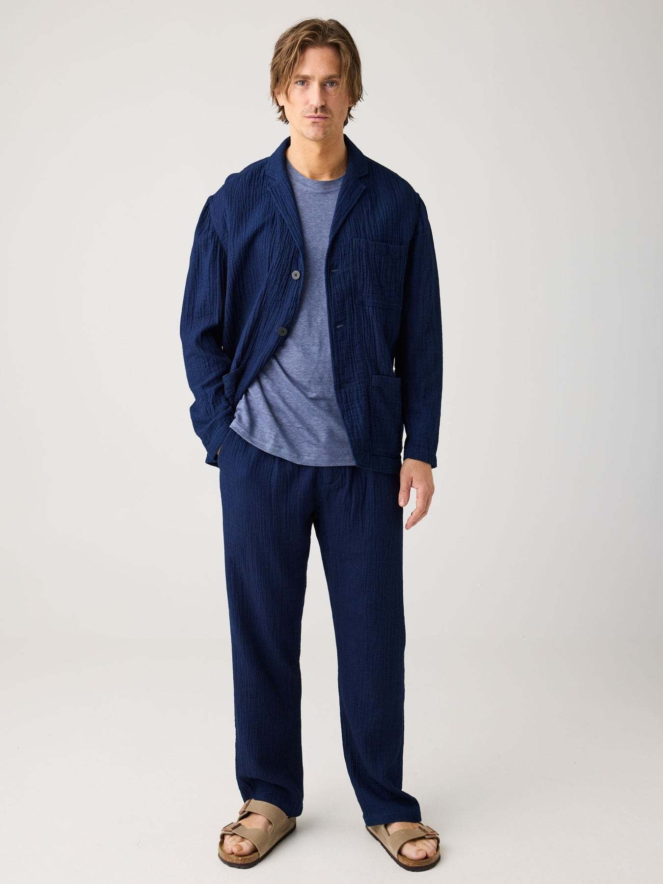 KnowledgeCotton Apparel KnowledgeCotton, Fig Loose Dobby Pants, indigo, XL