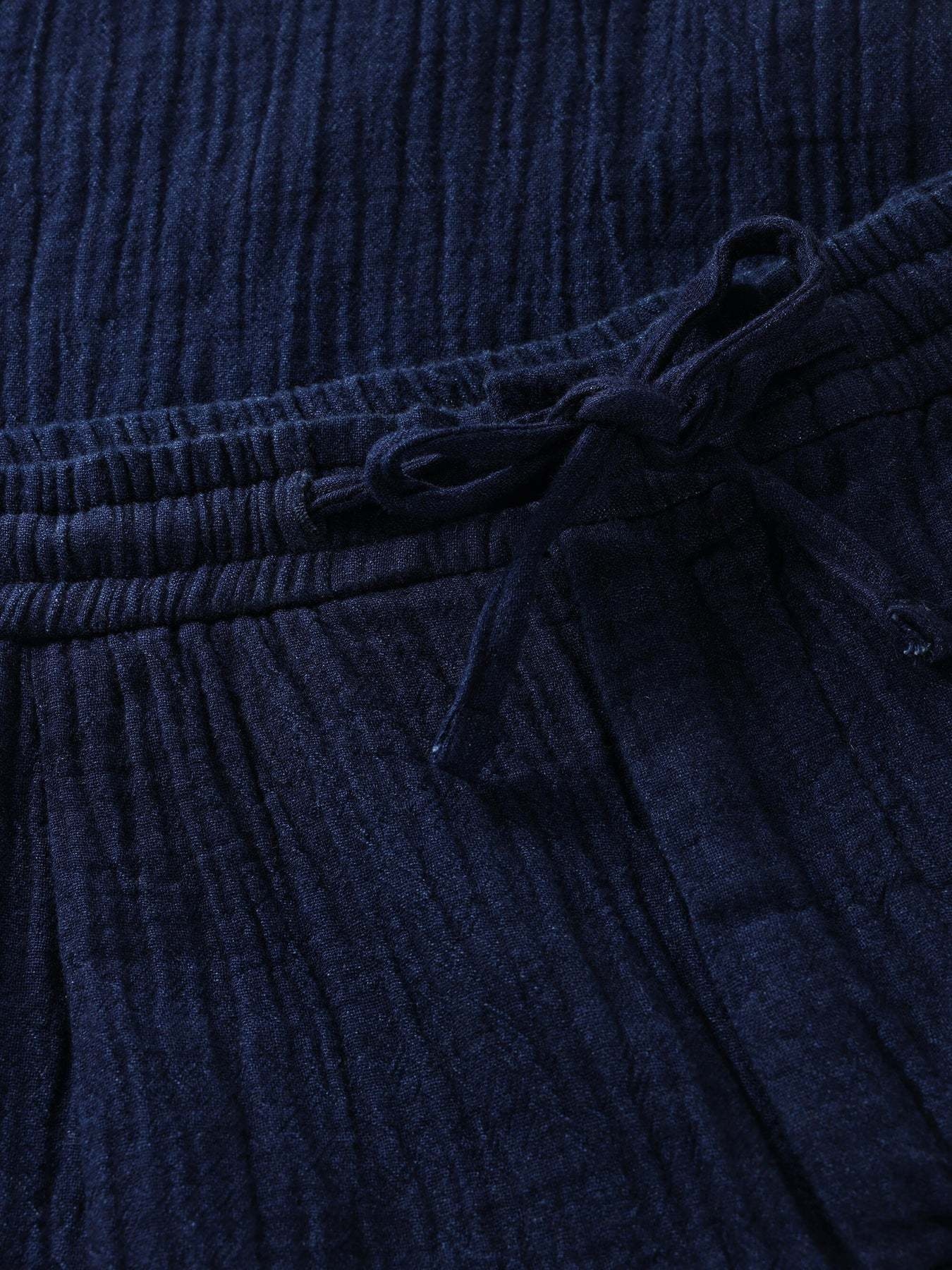 KnowledgeCotton Apparel KnowledgeCotton, Fig Loose Dobby Pants, indigo, M