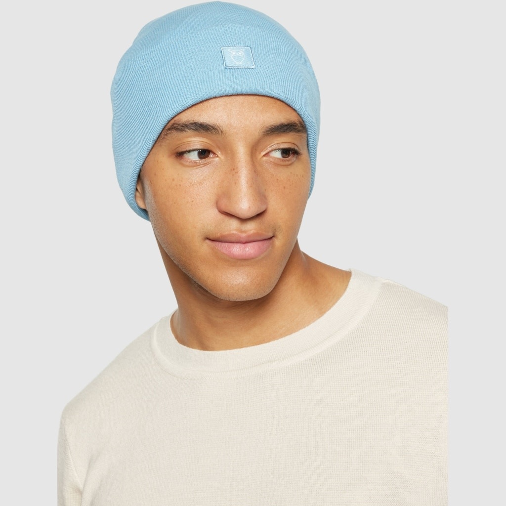 KnowledgeCotton Apparel KnowledgeCotton, Knitted Rib Beanie, glacier lake