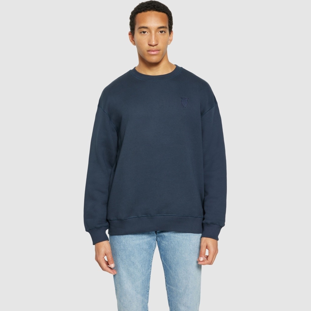 KnowledgeCotton Apparel KnowledgeCotton, Loose Heavy Crew Neck, total eclipse, L