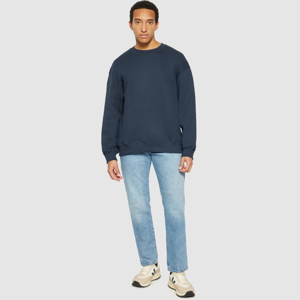 KnowledgeCotton Apparel KnowledgeCotton, Loose Heavy Crew Neck, total eclipse, M