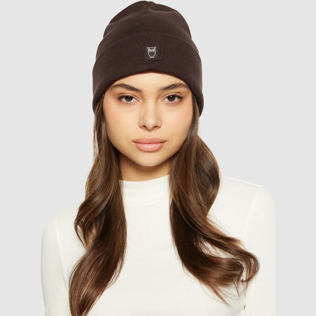 KnowledgeCotton Apparel KnowledgeCotton, Knitted Rib Beanie, chocolate plum