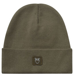 KnowledgeCotton Apparel KnowledgeCotton, Knitted Rib Beanie, dark olive